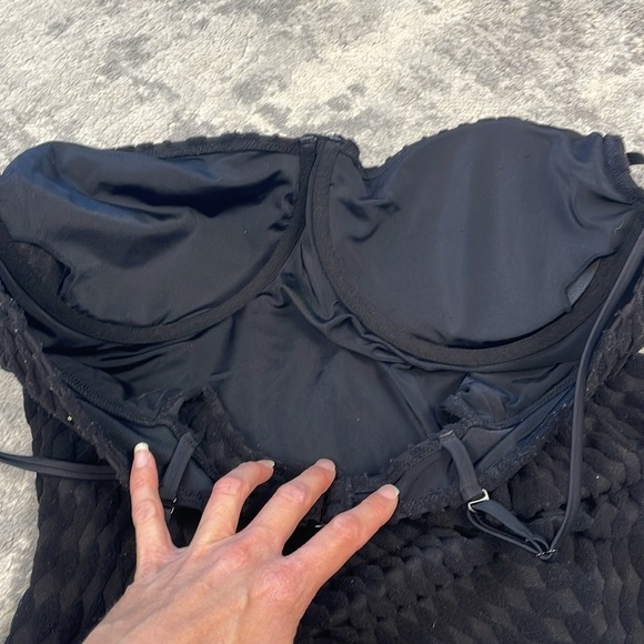 New Good American Black Jacquard Show Off One Piece Swimsuit Underwire Sz 5 - Picture 8 of 16